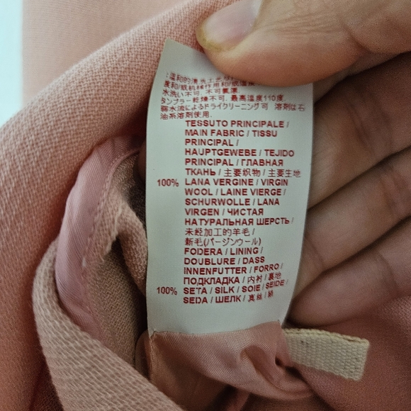 MARNI Wool Crepe Mini Dress 6 Peach Pink Long Sleeve Ruffle Italy - Picture 9 of 15